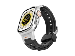 Bracelete para Apple Watch 44/45/46/49mm silicone colorida com junta metálica pioneira preta XIAOMOYU
