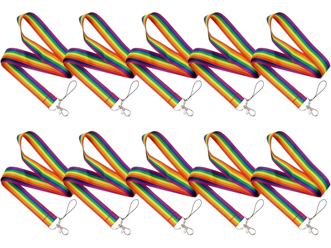 Cordões De Poliéster Com Gancho Metal, 10 Unidades, Cordões Com As Cores Do Orgulho Lgbtqia+ Crachás De