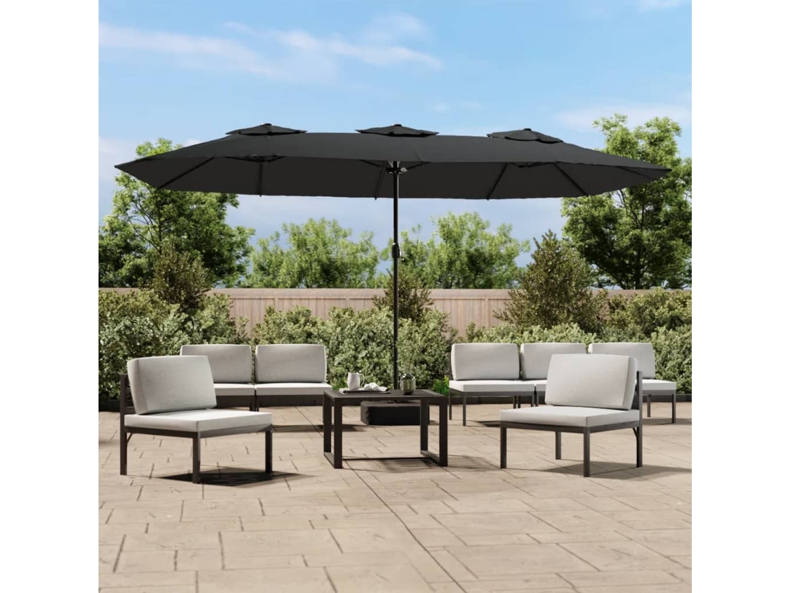 Vidaxl Guarda-sol De Jardim C/ Cabeça Dupla/led 449x265 Cm Antracite