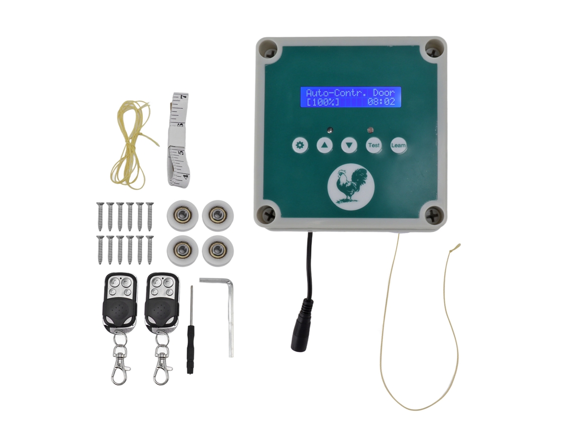 Porta Automática de Galinheiro com sensor de luz, temporizador, controle remoto IP44 S/MARCA