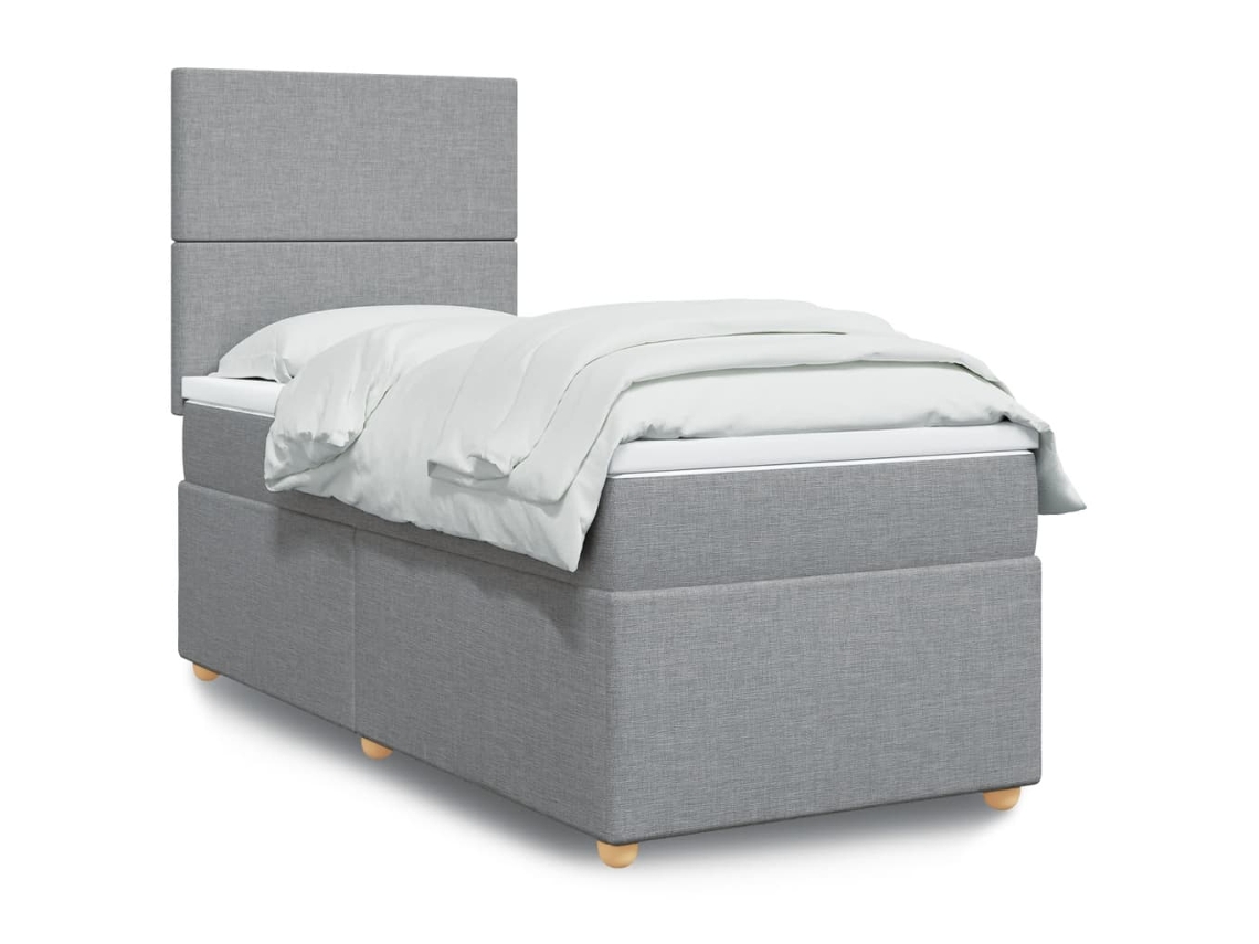 Vidaxl Cama Com Molas/colchão 90x200 Cm Tecido Cinza-claro