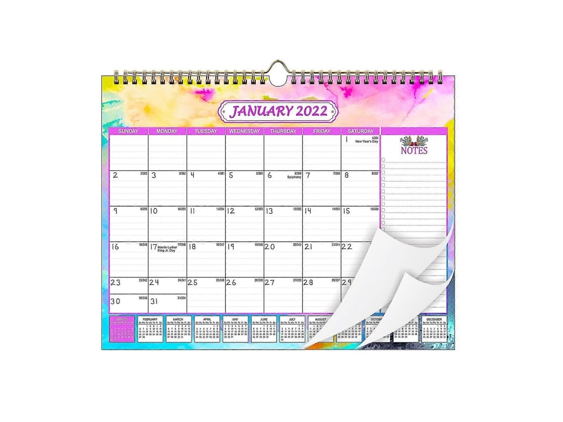 Calendário De Parede 2022 Com Planeamento Mensal E Bloco De Notas