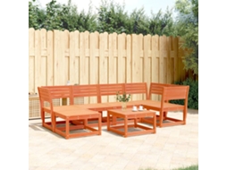 Vidaxl 6 Pcs Conjunto Sofás De Jardim Madeira De Pinho Castanho Cera
