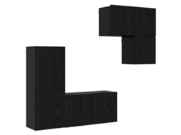 4 Pcs Móvel Para Tv | Gabinete De Tv | Armário De Tv Carvalho Preto Madeira Processada