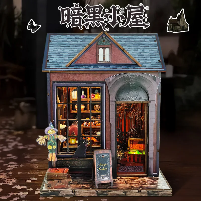 Kit de Montagem Diy Casa Gótica Sombria, Quebra cabeça 3d de Madeira MDUG