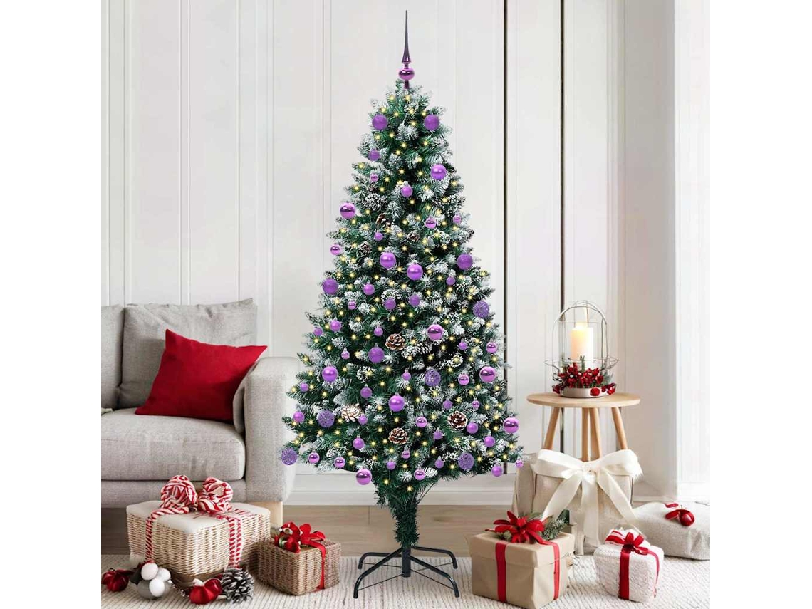 Vidaxl Árvore De Natal Artificial Verde 180 Cm Pvc, Aço E Plástico