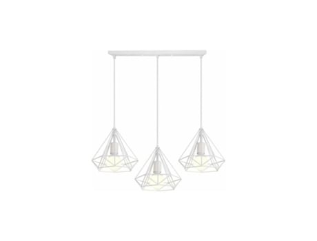 Lustre de metal em forma de diamante, 3 lâmpadas E27 para cozinha