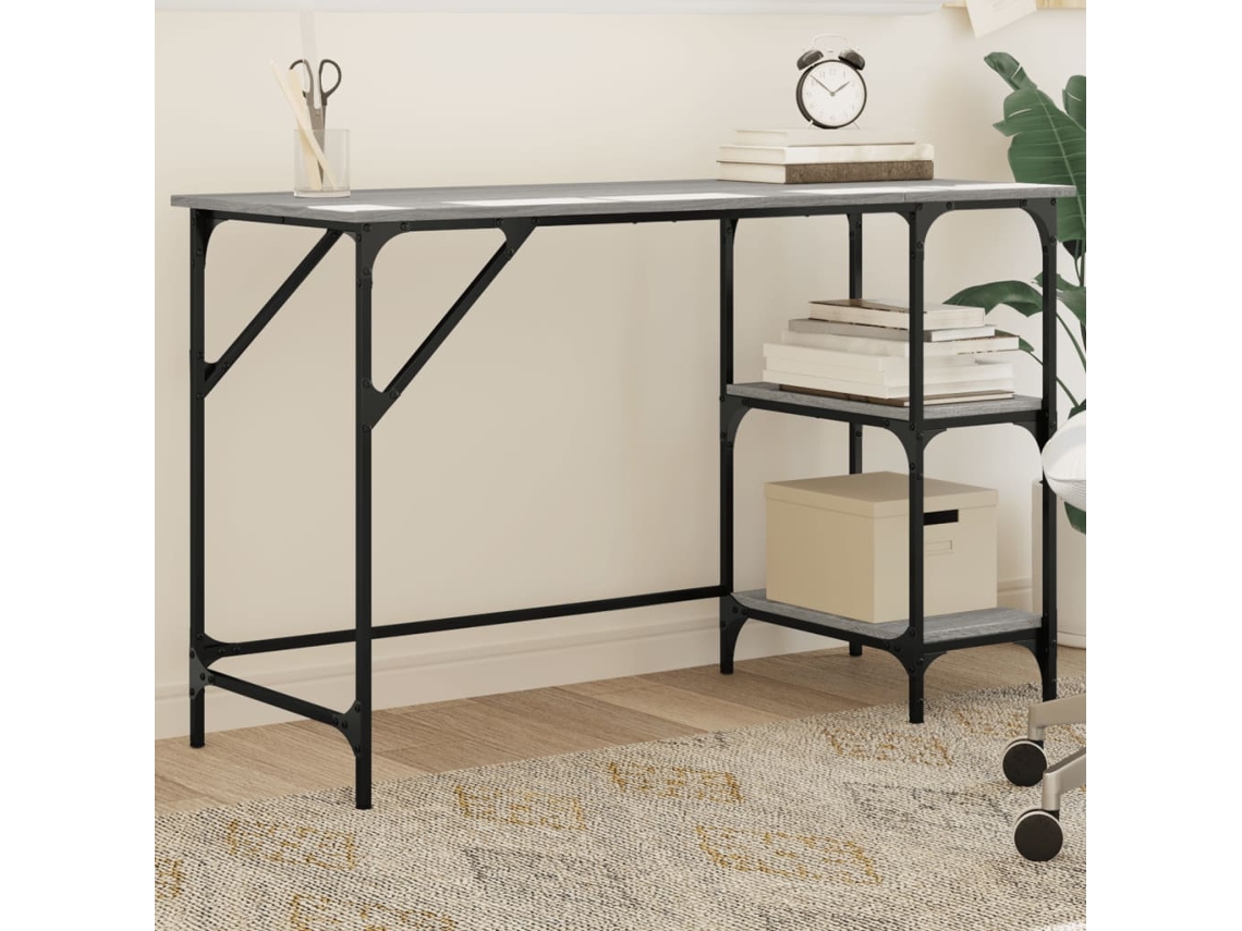 Vidaxl Secretária 120x50x75 Cm Metal/derivados De Madeira Cinza Sonoma