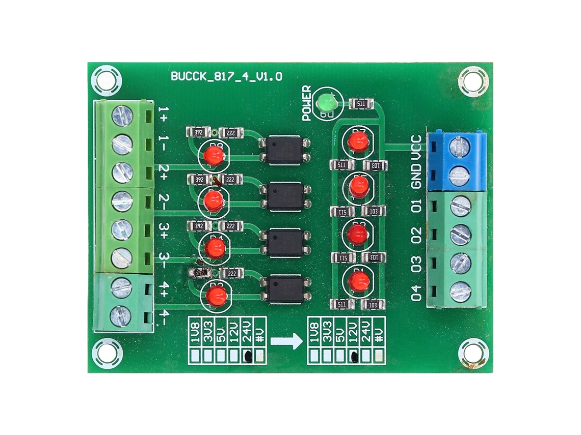 Módulo Conversor De Nível Plc 24v Para 5v Com Isolação Optoacoplador 4 Canais