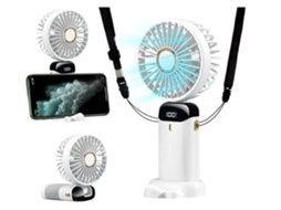 Ventilador De Mão Ventilador Portátil Recarregável 5000 Mah Com 5 Velocidades Mini Ventilador De Mão De 3 5 Polegadas Com Display Led Branco Lalamoli