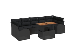 Conjunto 8 Conjunto De Sofá De Jardim Vidaxl Preto Vime Pe (100 X 55 X 73 Cm)