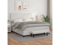 Vidaxl Cama com Molas/colchão 180x200 Cm Couro Artificial Branco