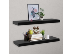 Vidaxl Prateleiras De Parede Suspensas 2 Pcs 100x20x3,8 Cm Preto