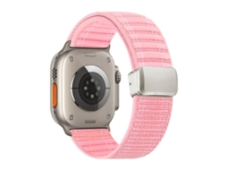Bracelete para Apple Watch 46/49/45/44mm Nylon com Padrão Ondulado e Fecho Magnético Rosa XIAOMOYU