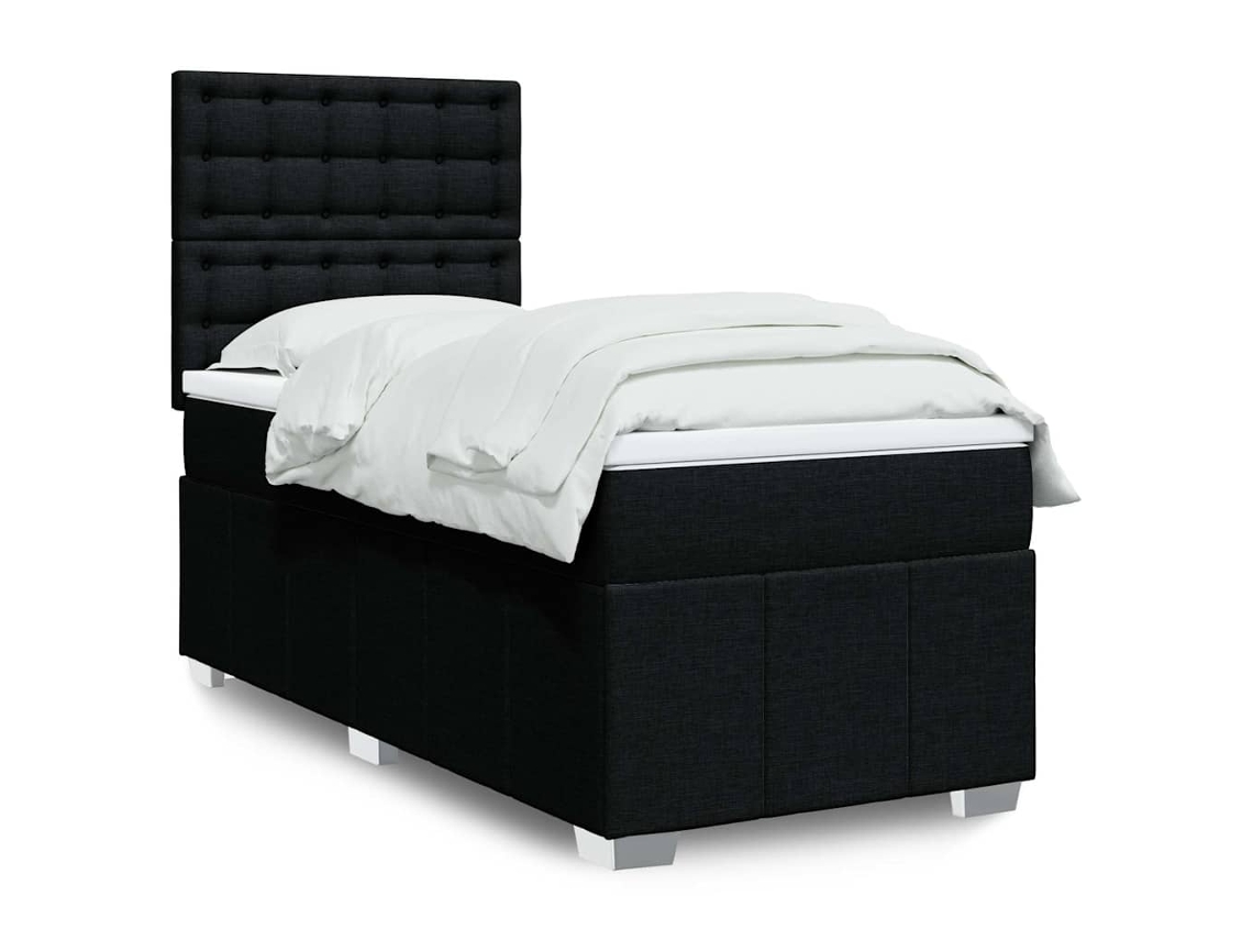 Vidaxl Cama Com Molas/colchão 90x190 Cm Tecido Preto