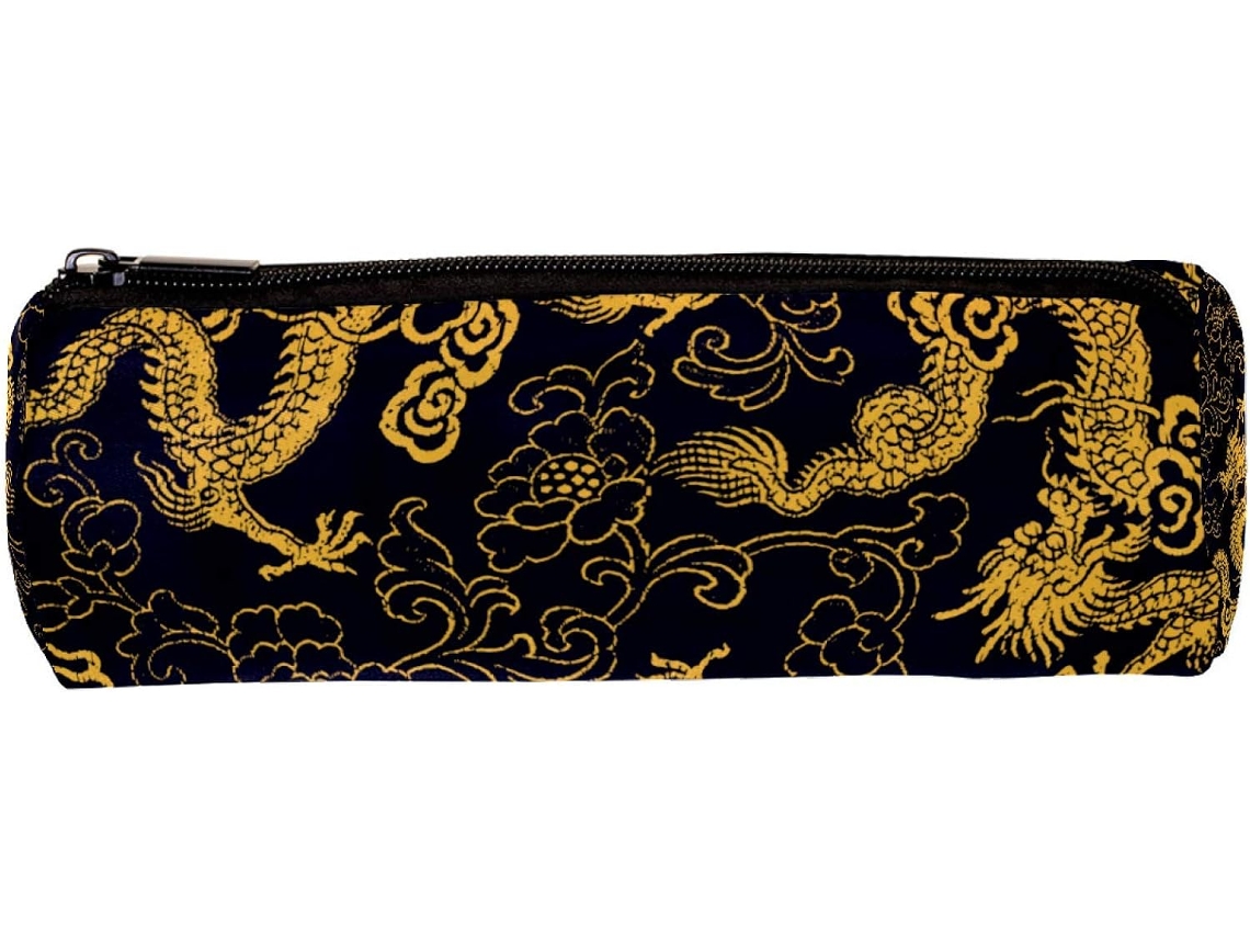 Estojo Lápis Com Estampa De Dragão Dourado Chinês