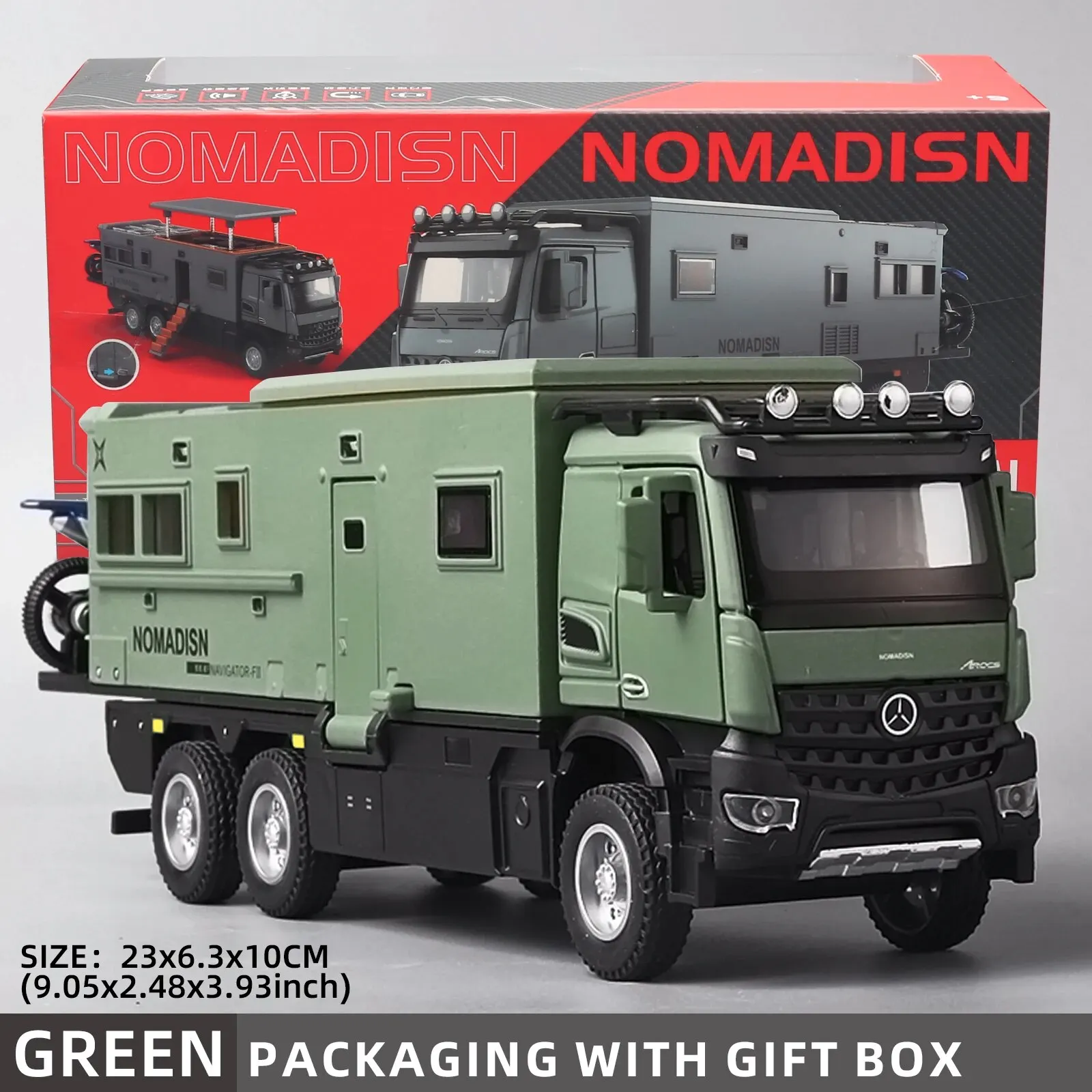 (verde) Miniatura De Mercedes-benz Campervan/rv Em Escala 1:24, Feita Em Metal Fundido, Com Efeitos De Som E Luz.