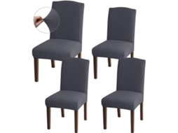 Juego De 4 Fundas Elásticas De Jacquard Para Sillas De Comedor (gris)