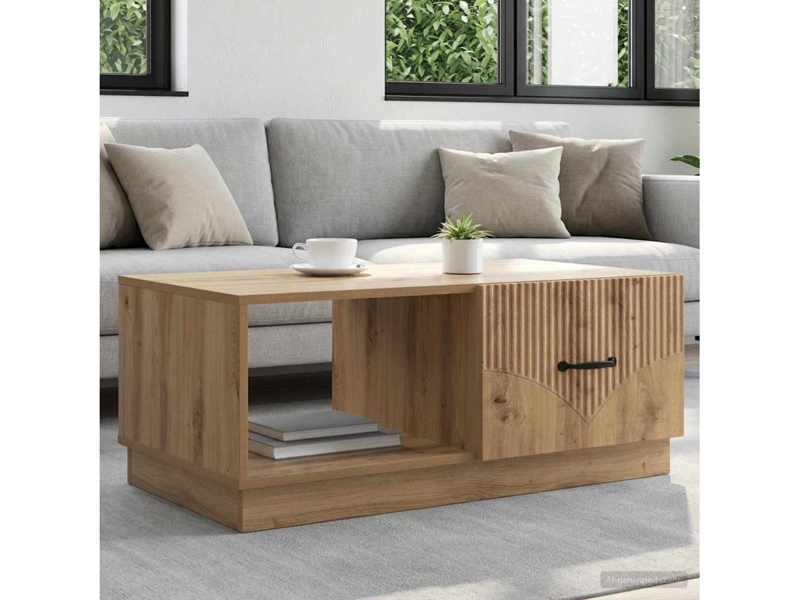 Vidaxl Mesa De Centro Carvalho Arttisan 90 X 50 X 37 Cm