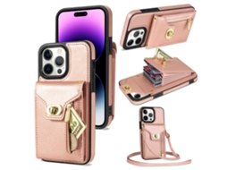 Suporte Casa Para Iphone 15 Pro Max Pele Sintética Com Porta-cartões Rosa