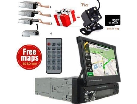 Autoradio Gps Bluetooth Navigation Car Stereo Mp5 Player Controle de Tela Sensível Ao Toque + Câmera de Visão Traseira + Cartão Sd de 8 Gb IEGEEK