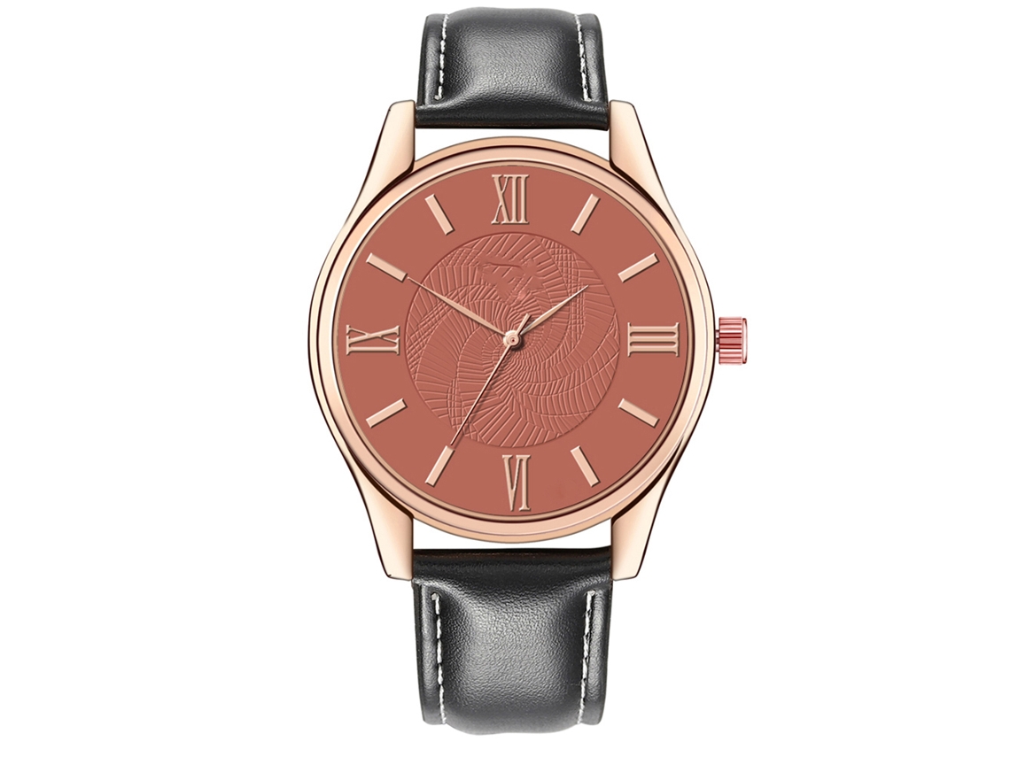 Relógio Masculino de Quartzo com Pulseira de Couro Pu Dial Redondo Casual Business