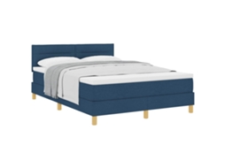Cama Box com Almofada com Cabeceira Azul 140 X 200 Cm Tecido MAISON EXCLUSIVE