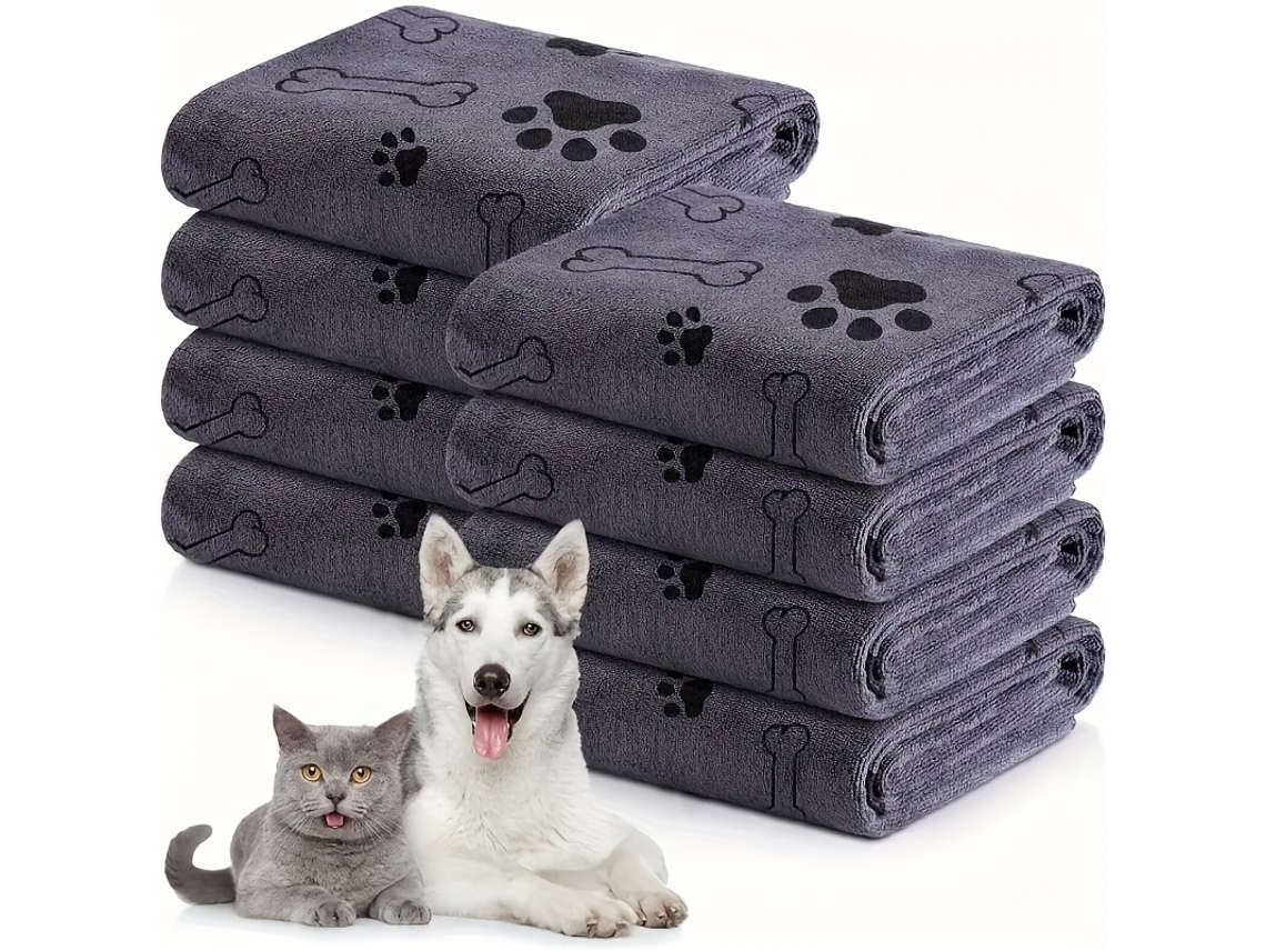 Conjunto de 8 Toalhas para Cães, Feitas de Microfibra, de Secagem Rápida e Absorventes, 40 X 24 Polegadas, Cinza. PANOONA