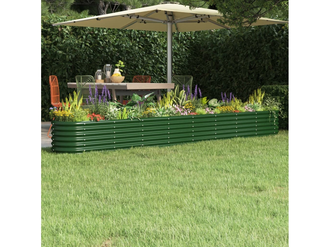 Vidaxl Canteiro Elevado Jardim 332x40x36 Cm Aço Galvanizado Verde