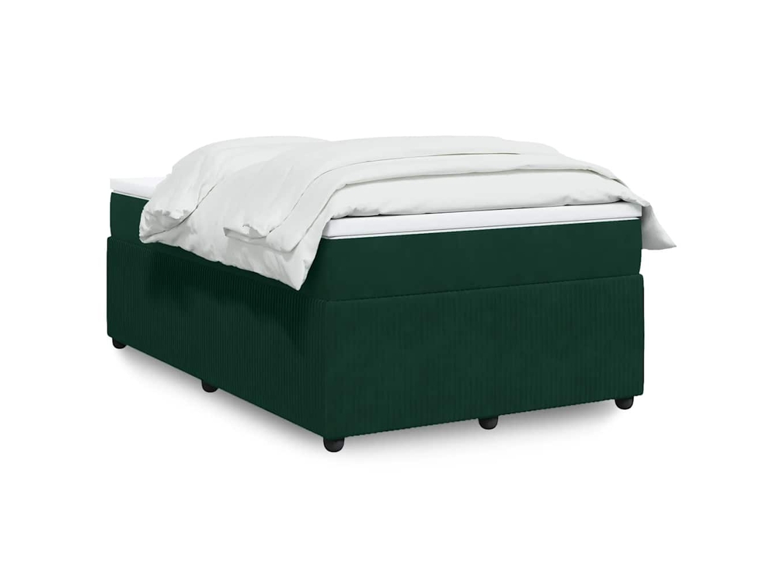 Vidaxl Cama Boxspring com Colchão 120x200 Cm Veludo Verde escuro