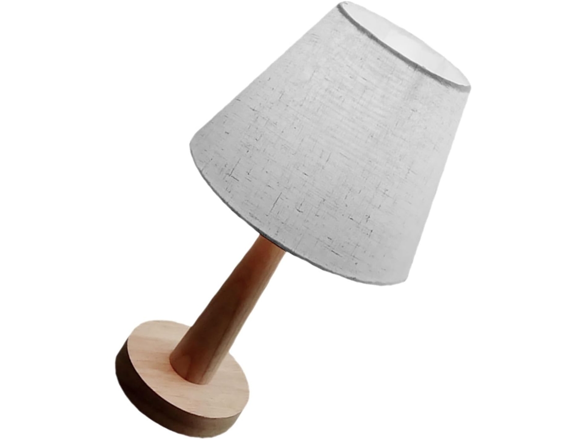 Luminária de mesa Madeira com LED e cúpula texturizada, moderna, ideal para quarto e escrivaninha.