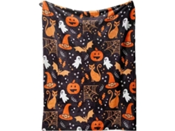 Manta Syjym de Halloween com Estampa Fantasmas e Abóboras Macia Felpuda Perfeita para Decoração Casa Sofá Cama