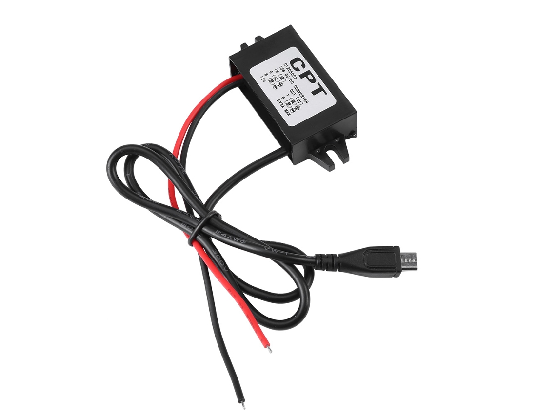 Módulo Conversor Dc 12v Para 5v 3a 15w Carregador De Carro Com Cabo Micro Usb