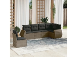 6 Pcs Conjunto Sofás De Jardim Com Almofadões Vime Cinza Dkd Home Decor
