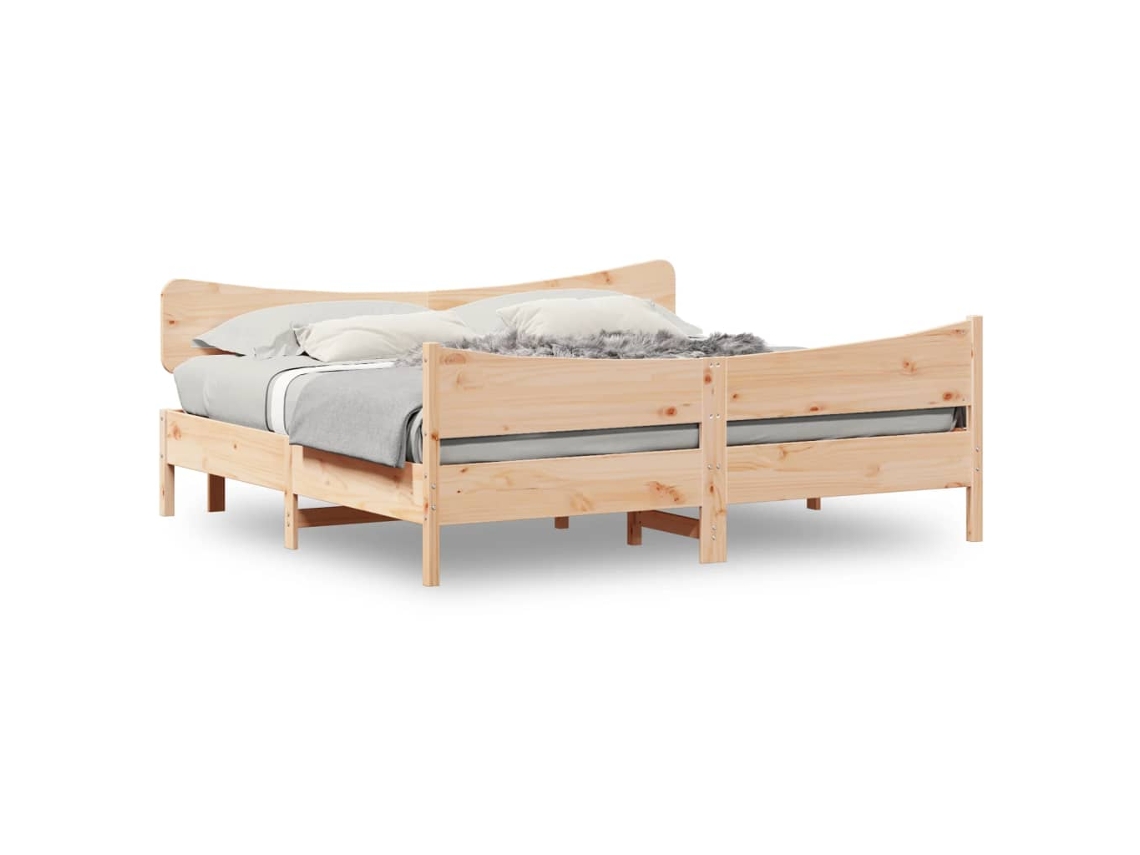 Bed Frame, Bed Frames Vidaxl Marrom Madeira De Pinho (200 X 200 Cm)