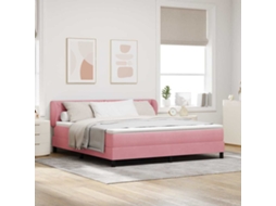 Vidaxl Cama Box Com Cabeceira Rosa 180 X 200 Cm Veludo