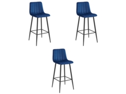 Banco Pozza Veludo Azul Marinho / Pernas Pretas X 3 Leobert