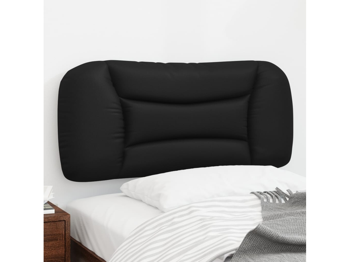 Vidaxl Almofadão De Cabeceira Hvar 90 Cm Couro Artificial Preto