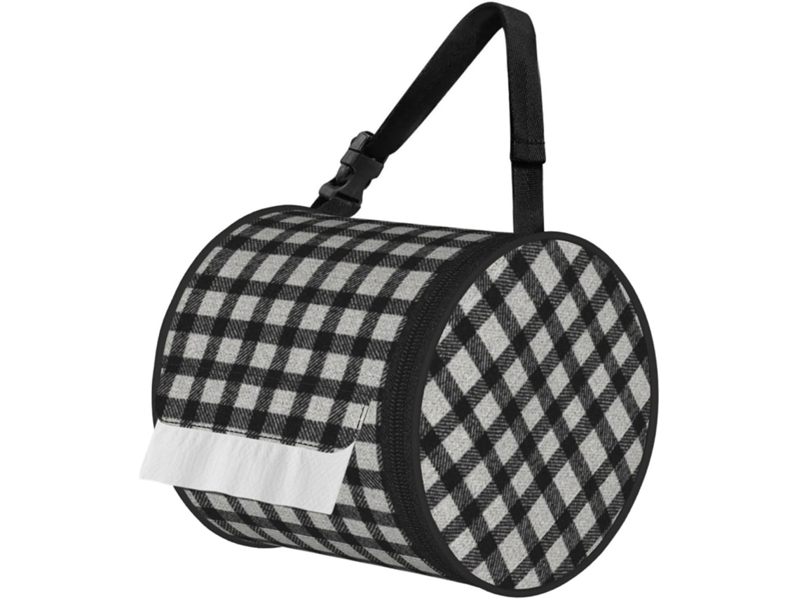 Porta Papel Higiênico De Parede Com Estampa Pied Poule Em Preto E Branco, Caixa De Lenços Dobrável Para Banheiros E
