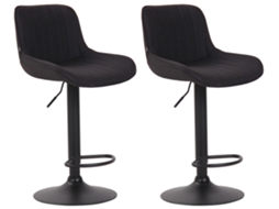 Conjunto de 2 bancos de bar em tecido Lentini preto/preto CLP