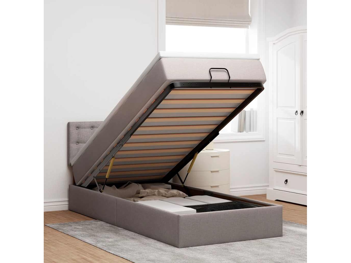 Cama Otomana Com Colchão Leds 90x200 Cm Cinza-acastanhado