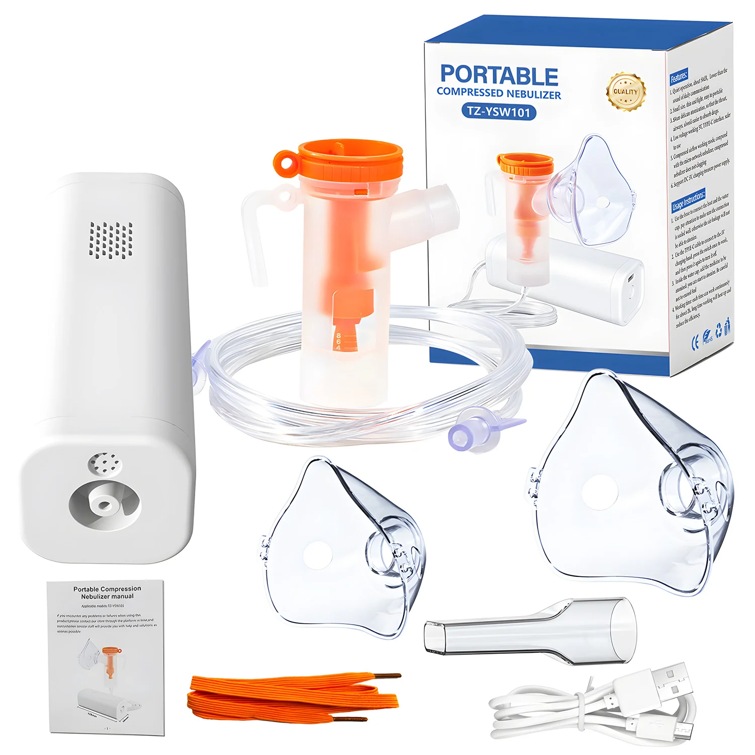Nebulizador médico (branco), Umidificador de nebulização, Inalador médico, Nebulizador para asma