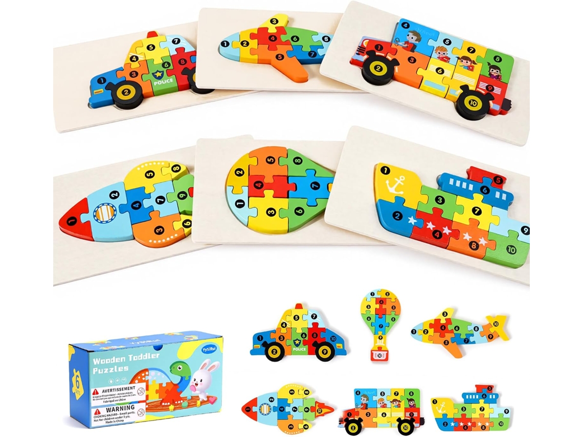 Brinquedo Educativo Montessori Para Crianças Dos 3 Aos 5 Anos, Puzzle Numérico Com Números De 1 A 10(6 Peças) Estilo Misto Hexinyigjly