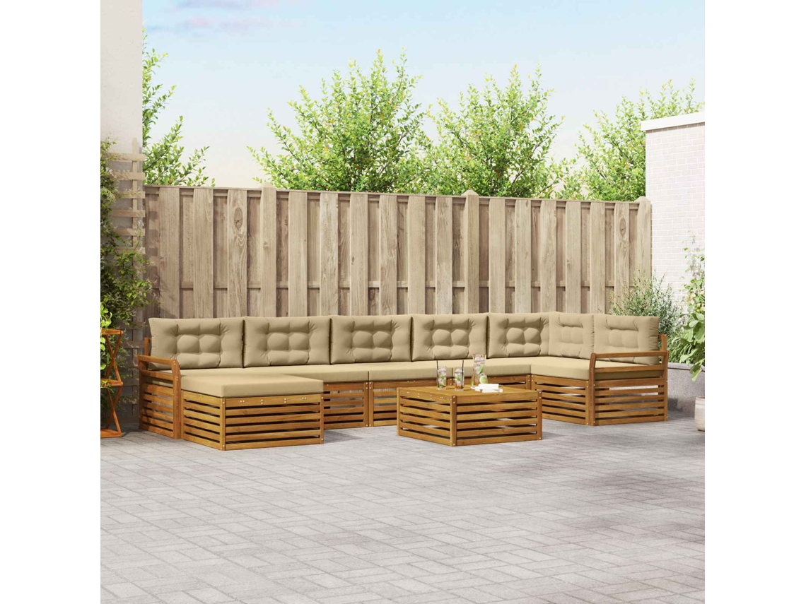 Vidaxl Conjunto De Sofás Para Exterior 8 Unid. Natural E Bege