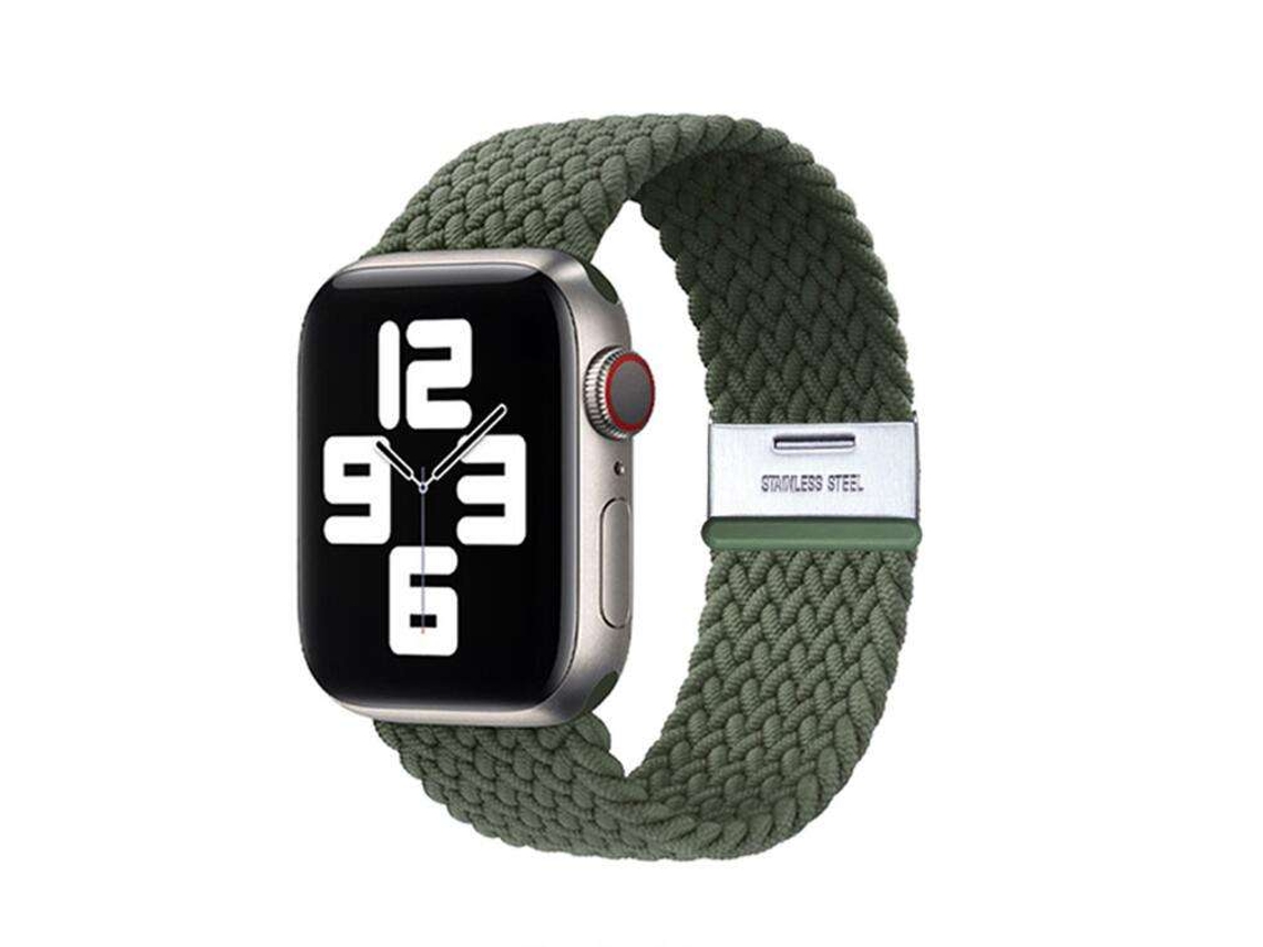 Bracelete Pulseira Entrançada Flexível para Apple Watch Series 8 45Mm Verde