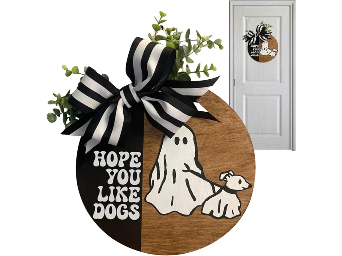 Decorações Rústicas Para Casa, Porta Fantasma De Madeira Para O Halloween |