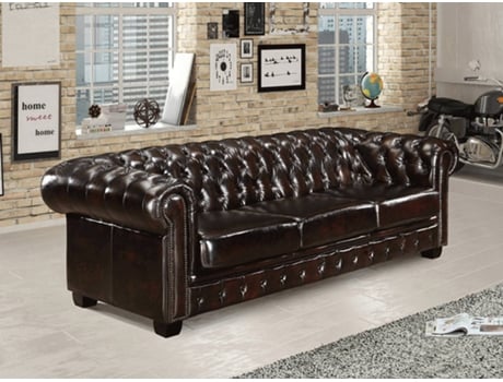 Sofá LINEA SOFA (Castanho - Pele - 73x240x99 cm)