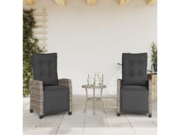 Vidaxl Cadeiras Jardim Reclináveis 2 Pcs C/ Apoio De Pés Vime Pe Cinza