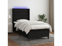 Cama Box Spring C/ Colchão E Led 80x200 Cm Tecido Preto