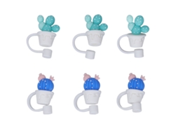 6 Capas Silicone para Canudos Cartoon Reutilizáveis